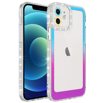 Apple iPhone 11 Kılıf Simli ve Renk Geçiş Tasarımlı Lens Korumalı Zore Park Kapak - 9