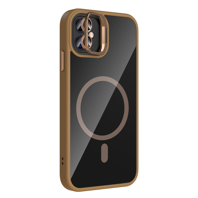 Apple iPhone 11 Kılıf Standlı ve Kamera Lens Hediyeli M-Safe Şarj Özellikli Zore Etro Kapak - 12