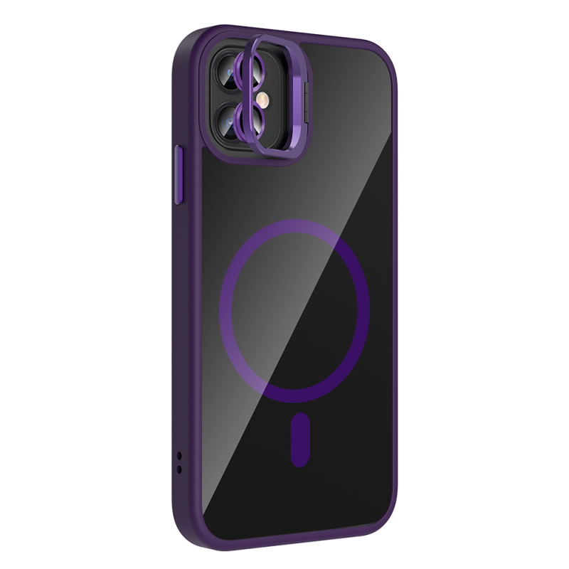 Apple iPhone 11 Kılıf Standlı ve Kamera Lens Hediyeli M-Safe Şarj Özellikli Zore Etro Kapak - 8