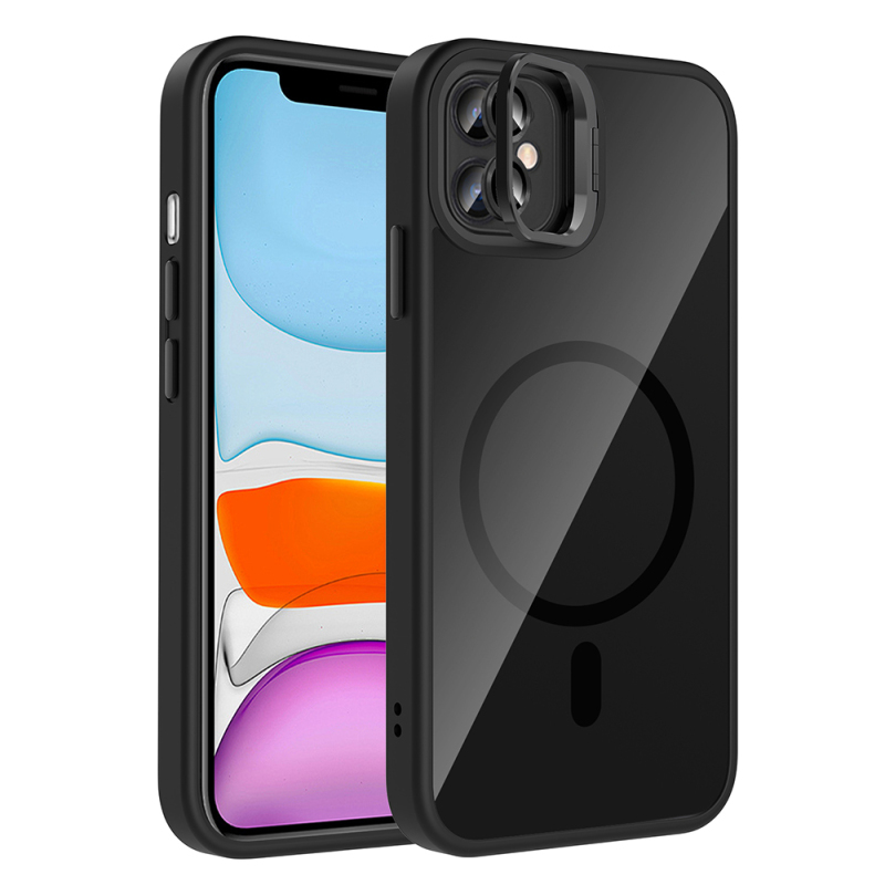 Apple iPhone 11 Kılıf Standlı ve Kamera Lens Hediyeli M-Safe Şarj Özellikli Zore Etro Kapak - 4