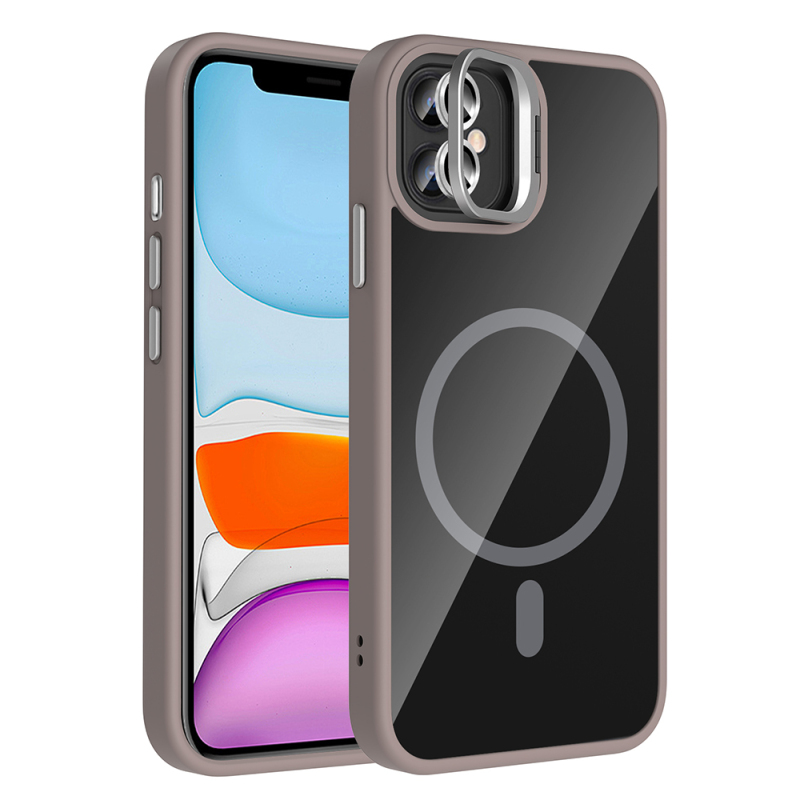 Apple iPhone 11 Kılıf Standlı ve Kamera Lens Hediyeli M-Safe Şarj Özellikli Zore Etro Kapak - 5