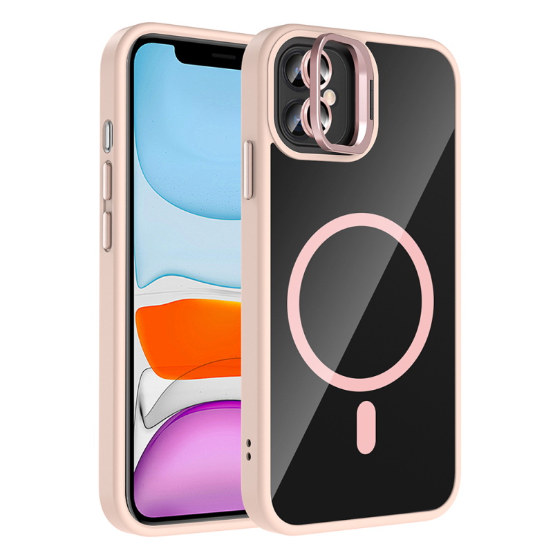 Apple iPhone 11 Kılıf Standlı ve Kamera Lens Hediyeli M-Safe Şarj Özellikli Zore Etro Kapak - 6