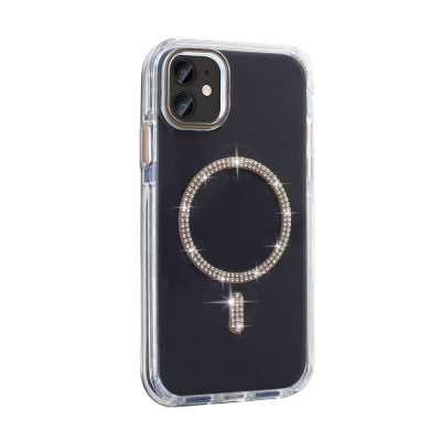 Apple iPhone 11 Kılıf Taşlı Tasarım M-safe Şarj Özellikli Zore Koment Silikon Kapak - 5