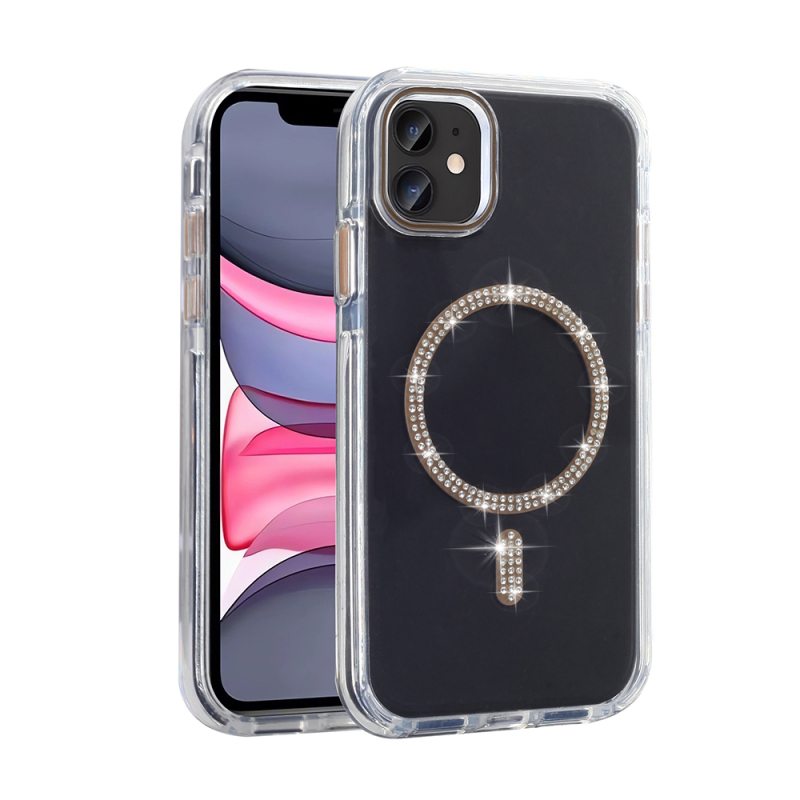 Apple iPhone 11 Kılıf Taşlı Tasarım M-safe Şarj Özellikli Zore Koment Silikon Kapak - 2