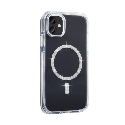 Apple iPhone 11 Kılıf Taşlı Tasarım M-safe Şarj Özellikli Zore Koment Silikon Kapak - 7