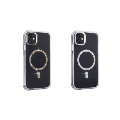 Apple iPhone 11 Kılıf Taşlı Tasarım M-safe Şarj Özellikli Zore Koment Silikon Kapak - 8