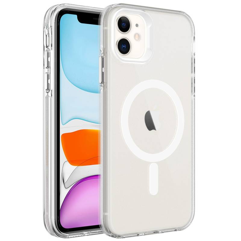 Apple iPhone 11 Kılıf Zore Magsafe Şarj Özellikli Buzlu Transparan C-Pro Sert Kapak - 9