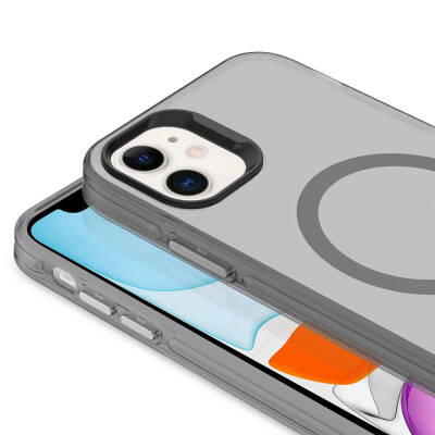 Apple iPhone 11 Kılıf Zore Magsafe Şarj Özellikli Buzlu Transparan C-Pro Sert Kapak - 11