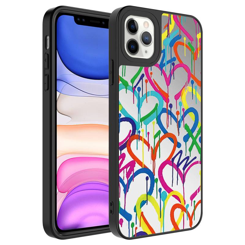 Apple iPhone 11 Pro Case Mirror Patterned Camera Protected Glossy Zore Mirror Cover - 1