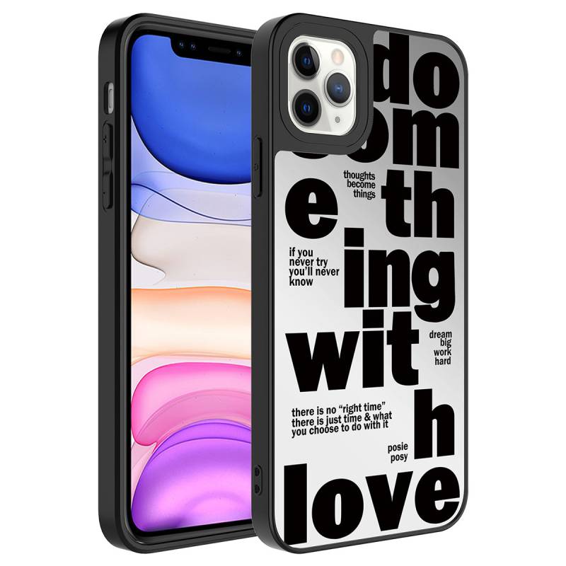 Apple iPhone 11 Pro Case Mirror Patterned Camera Protected Glossy Zore Mirror Cover - 10