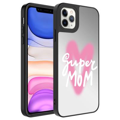 Apple iPhone 11 Pro Max Case Mirror Patterned Camera Protected Glossy Zore Mirror Cover - 3