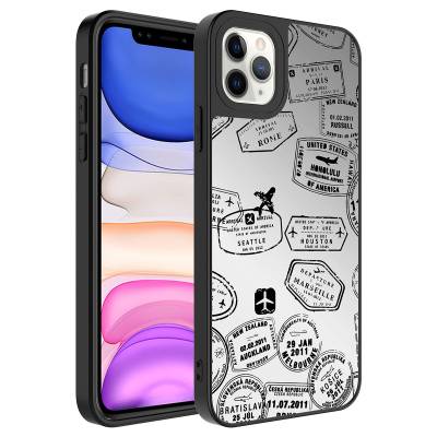 Apple iPhone 11 Pro Max Case Mirror Patterned Camera Protected Glossy Zore Mirror Cover - 9