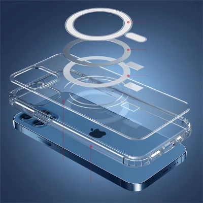 Apple iPhone 11 Pro Max Case with Magsafe Charging Transparent Hard PC Zore Embos Cover - 5