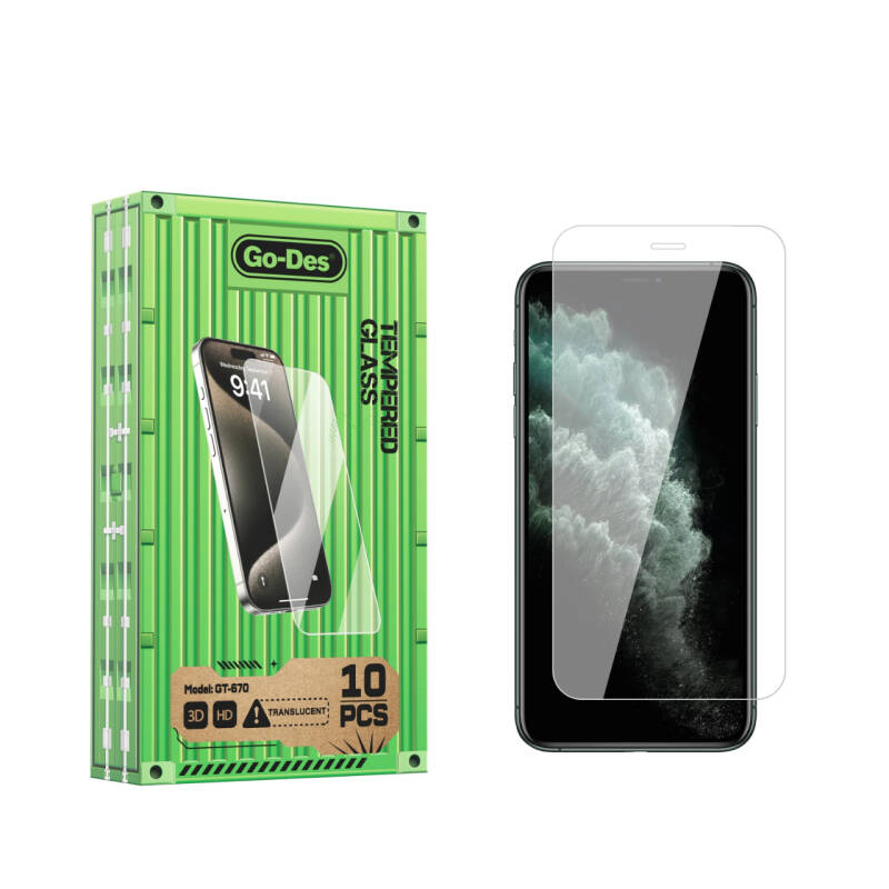 Apple iPhone 11 Pro Max Go Des Fingerprint Free 9H Oleophobic Bom Glass Screen Protector 10 Pack - 1
