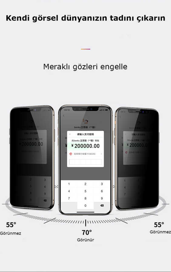 Apple iPhone 11 Pro Max Zore Kor Privacy Cam Ekran Koruyucu - 6