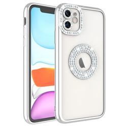 Apple iPhone 12 Case Camera Protected Stone Decorated Back Transparent Zore Asya Cover - 4