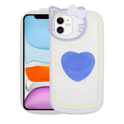 Apple iPhone 12 Case Cat Figured Transparent Pop Socket Zore Rhythmic Cover - 7