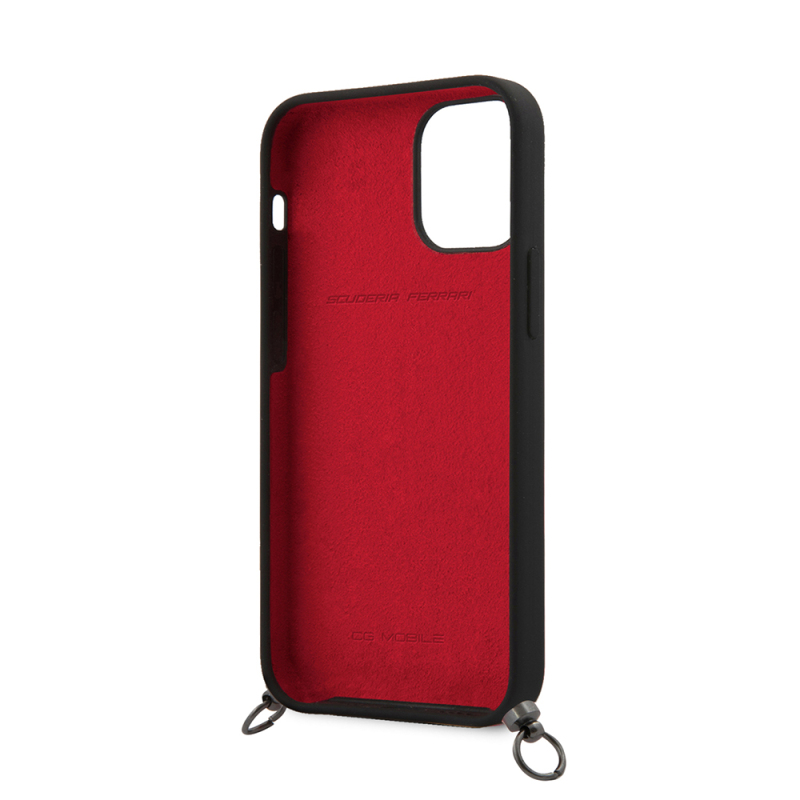 Apple iPhone 12 Case Ferrari Original Licensed Hanging Metal Logo Cover - 5