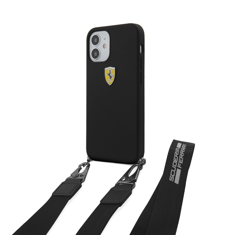 Apple iPhone 12 Case Ferrari Original Licensed Hanging Metal Logo Cover - 2