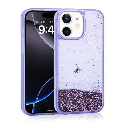 Apple iPhone 12 Case Liquid Glitter Transparent Back Surface Zore Keto Silicone Cover - 1