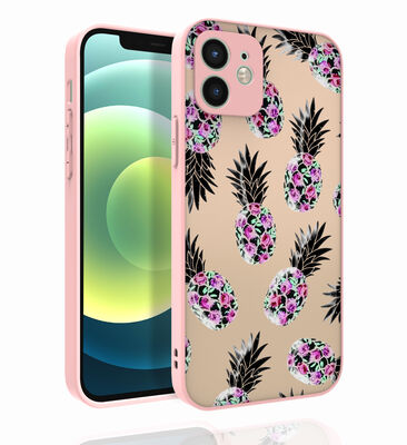 Apple iPhone 12 Case Patterned Camera Protected Glossy Zore Nora Cover - 3
