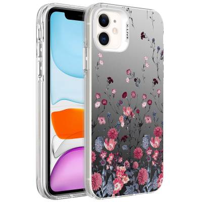 Apple iPhone 12 Case Patterned Zore Silver Hard Cover - 7
