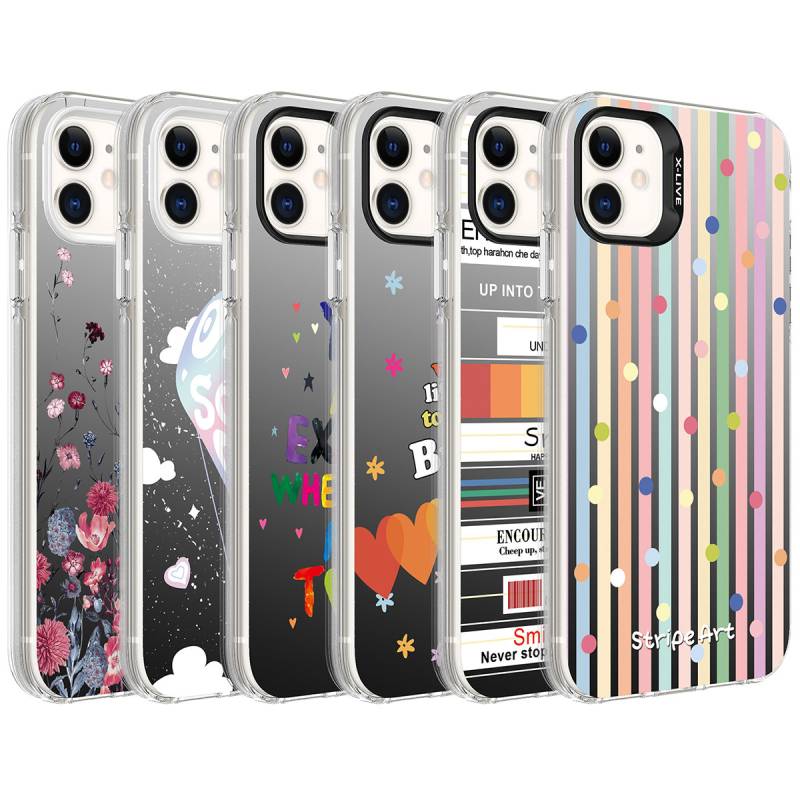 Apple iPhone 12 Case Patterned Zore Silver Hard Cover - 2