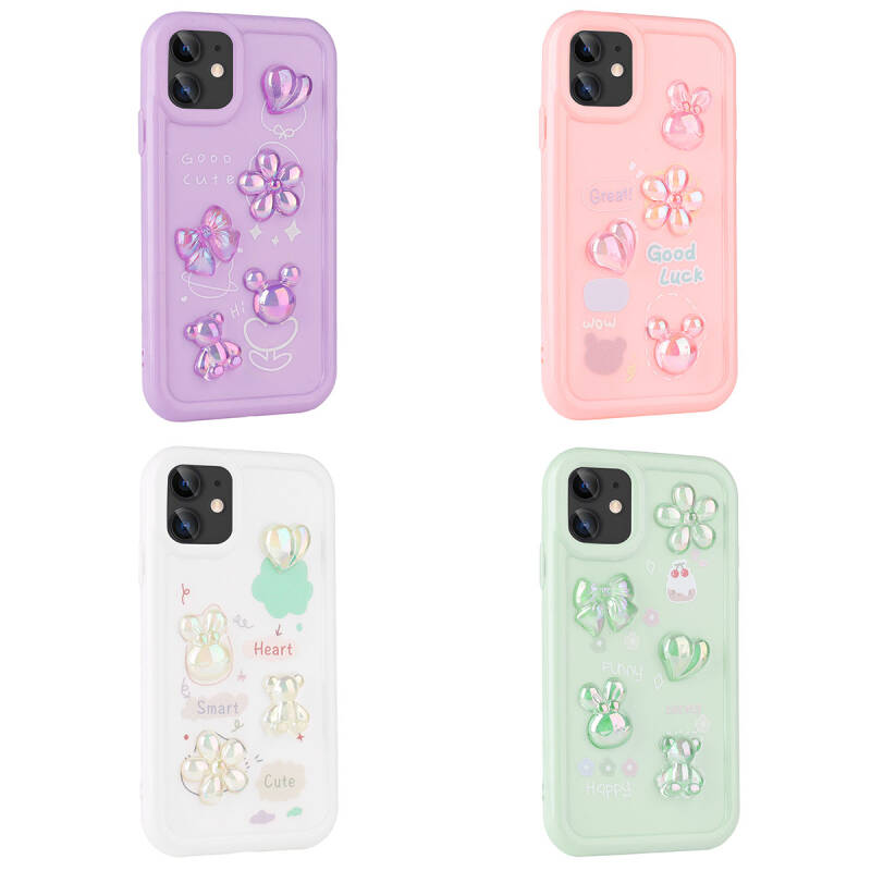 Apple iPhone 12 Case Relief Figured Shiny Zore Toys Silicone Cover - 6