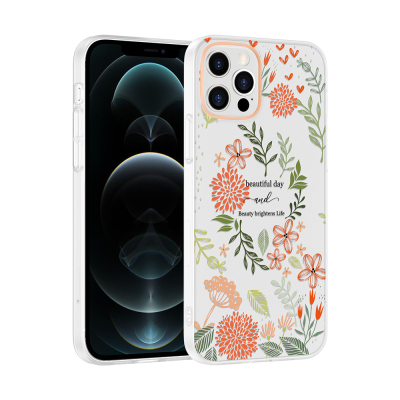 Apple iPhone 12 Case with Camera Protector, Patterned Zore Clip Cover - 1