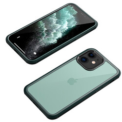 Apple iPhone 12 Kılıf Zore Dor Silikon Temperli Cam Kapak - 1