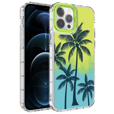 Apple iPhone 12 Pro Case Camera Protected Colorful Patterned Hard Silicone Zore Korn Cover - 1