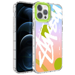 Apple iPhone 12 Pro Case Camera Protected Colorful Patterned Hard Silicone Zore Korn Cover - 4