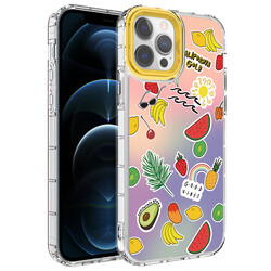 Apple iPhone 12 Pro Case Camera Protected Colorful Patterned Hard Silicone Zore Korn Cover - 6
