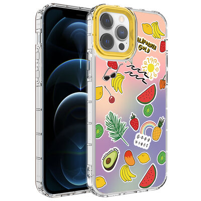 Apple iPhone 12 Pro Case Camera Protected Colorful Patterned Hard Silicone Zore Korn Cover - 6