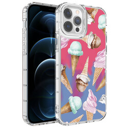 Apple iPhone 12 Pro Case Camera Protected Colorful Patterned Hard Silicone Zore Korn Cover - 11