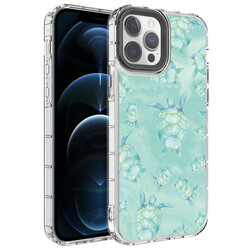 Apple iPhone 12 Pro Case Camera Protected Colorful Patterned Hard Silicone Zore Korn Cover - 15