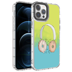 Apple iPhone 12 Pro Case Camera Protected Colorful Patterned Hard Silicone Zore Korn Cover - 16