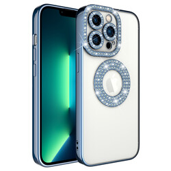 Apple iPhone 12 Pro Case Camera Protected Stone Decorated Back Transparent Zore Asya Cover - 7