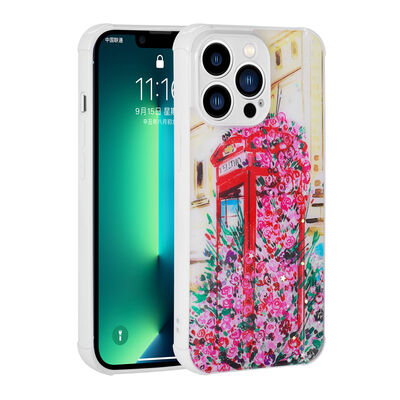 Apple iPhone 12 Pro Case Glittery Patterned Camera Protected Shiny Zore Popy Cover - 4