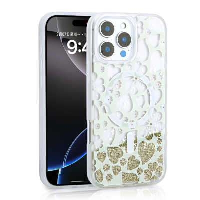 Apple iPhone 12 Pro Case Liquid Glitter Printed Transparent Back Surface Zore Mossa Silicone Cover - 1