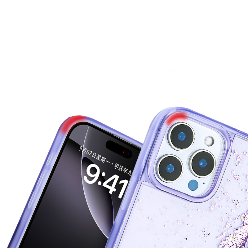 Apple iPhone 12 Pro Case Liquid Glitter Transparent Back Surface Zore Keto Silicone Cover - 6