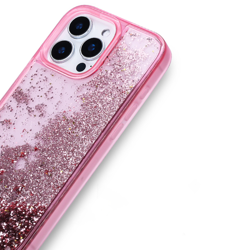 Apple iPhone 12 Pro Case Liquid Glitter Transparent Back Surface Zore Keto Silicone Cover - 7