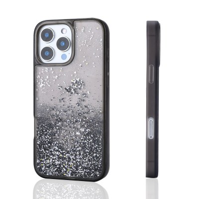 Apple iPhone 12 Pro Case Liquid Glitter Transparent Back Surface Zore Keto Silicone Cover - 3