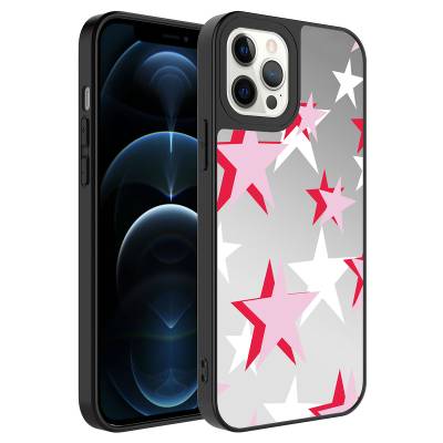 Apple iPhone 12 Pro Case Mirror Patterned Camera Protected Glossy Zore Mirror Cover - 8