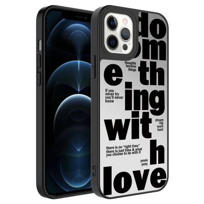 Apple iPhone 12 Pro Case Mirror Patterned Camera Protected Glossy Zore Mirror Cover - 10