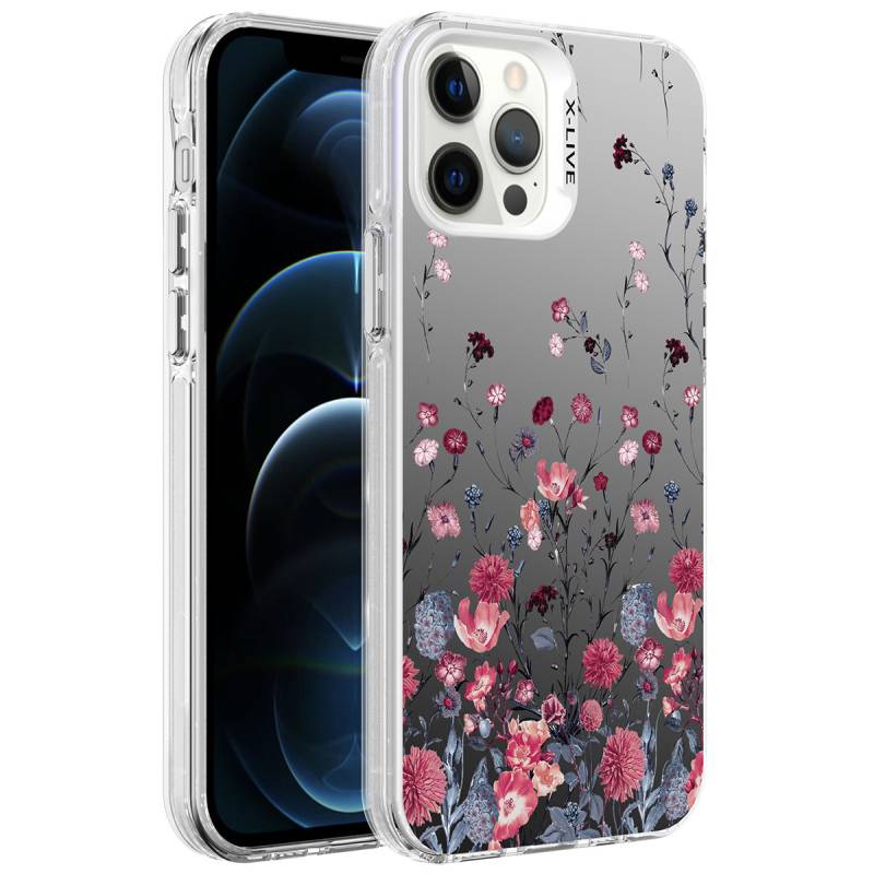 Apple iPhone 12 Pro Case Patterned Zore Silver Hard Cover - 5