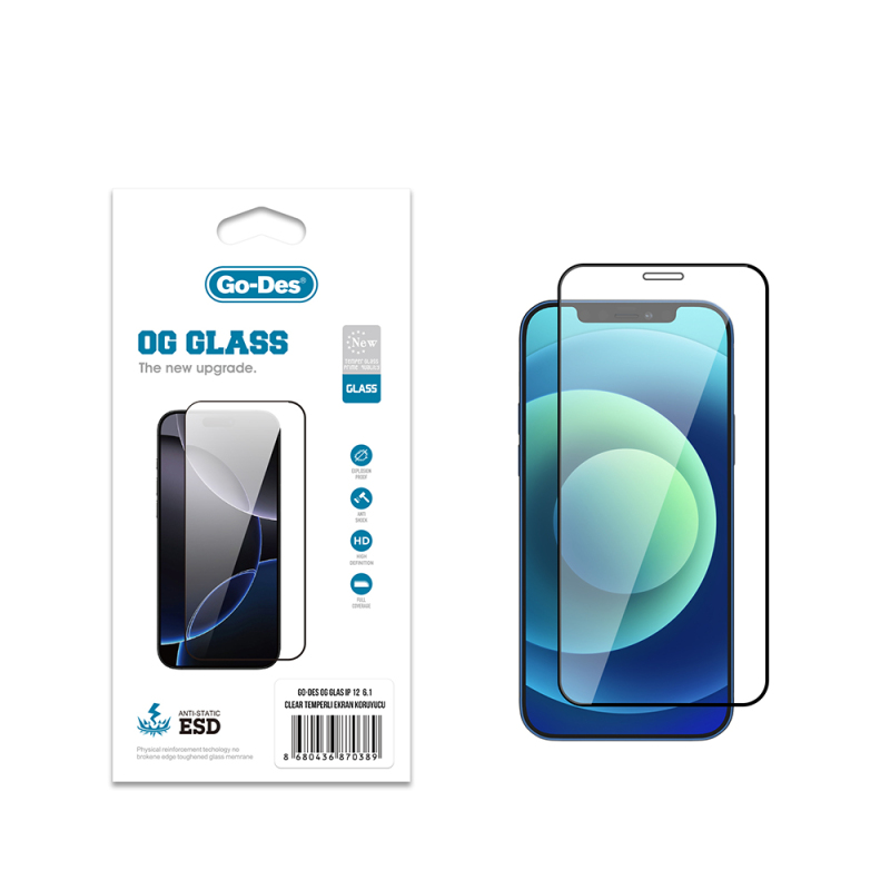 Apple iPhone 12 Pro Go Des OG Glass Antistatik Temperli Cam Ekran Koruyucu - 1