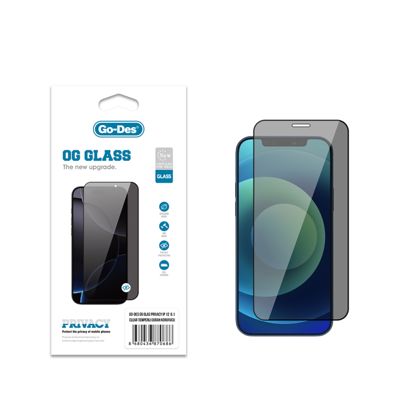 Apple iPhone 12 Pro Go Des OG Glass Privacy Antistatic Tempered Glass Screen Protector - 2