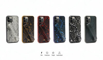 Apple iPhone 12 Pro Kılıf Kajsa Glamorous Serisi Snake Handstrap Kapak - 2