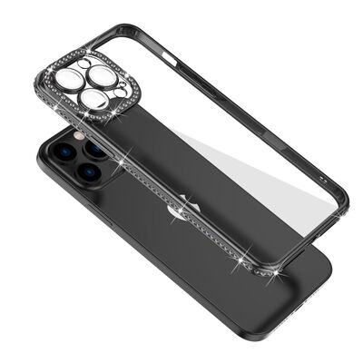 Apple iPhone 12 Pro Kılıf Kamera Korumalı Taşlı Zore Mina Kapak - 3